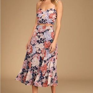 Lulu's Floral Print Dress in Red and Blue